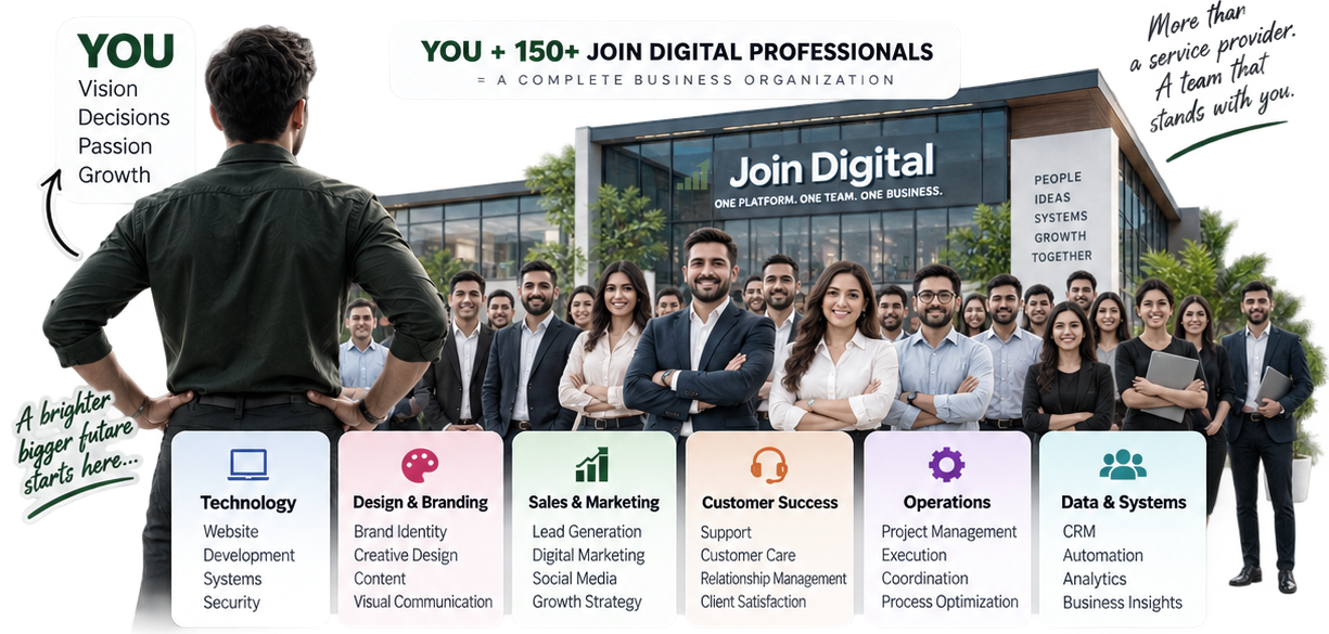 You plus 150+ Join Digital professionals equals a complete business organization